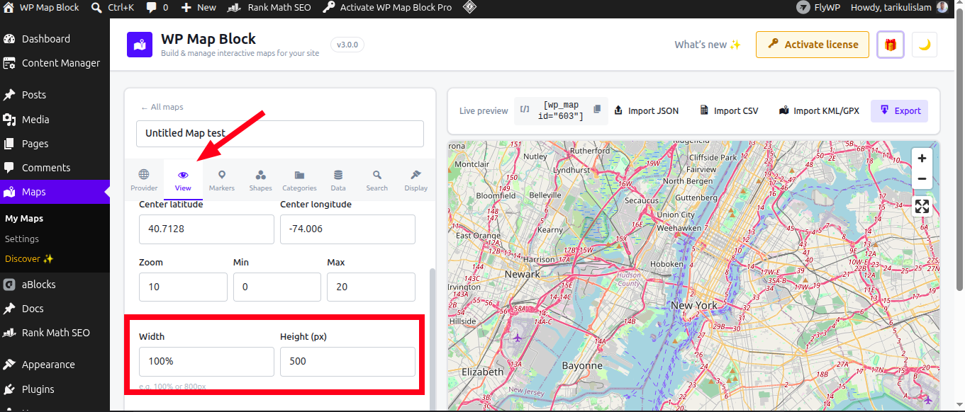 Map size Map size